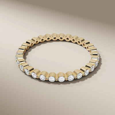 bezel set micro pave round diamond wedding band
