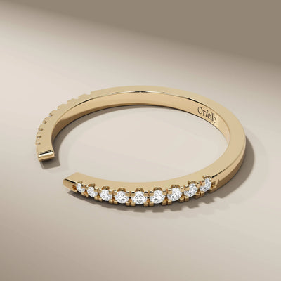 Handmade round diamond band with a modern open design
