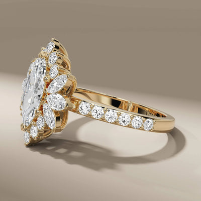 prong setting ring featuring marquise cut lab grown diamond
