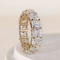 Radiant Moissanite Wedding Band Stackable Anniversary Gift For Her