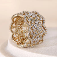 Round Diamond Wide Vintage Style Filigree Wedding Band