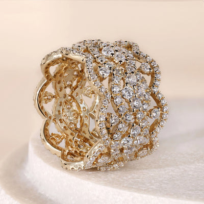 filigree wedding band round moissanite gold band
