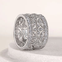 Round Cut Milgrain Set White Gold Wedding Band