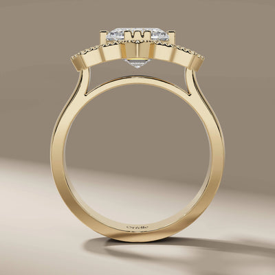 handmade emerald diamond ring in classic prong setting
