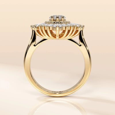 Halo marquise moissanite ring with round accents
