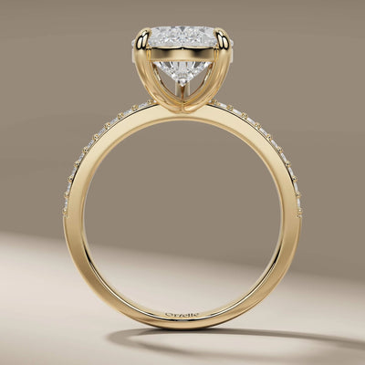 pave setting ring with pear cut lab grown center diamond
