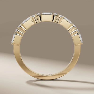 designer baguette and round diamond promise wedding band
