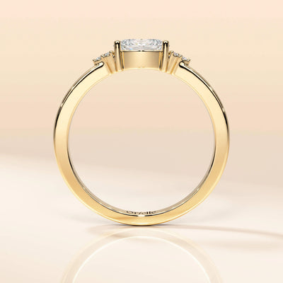 Designer oval moissanite promise ring in gold
