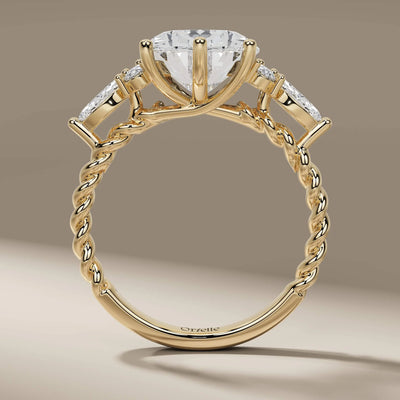 twisted side stone engagement ring in white gold
