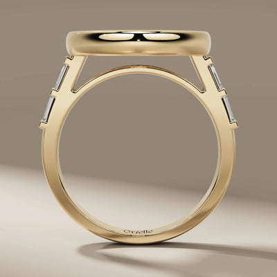 side stone engagement ring featuring marquise and baguette cuts
