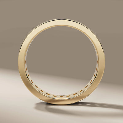 handmade channel set round diamond wedding band
