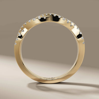 Designer twisted diamond band featuring unique infinity style
