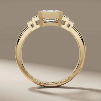 5 diamond ring in yellow gold handmade engagement style
