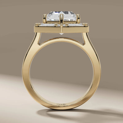 prong setting hexagon ring with lab grown diamond center
