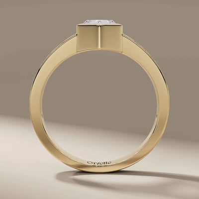 filigree design ring in yellow gold hexagon engagement style
