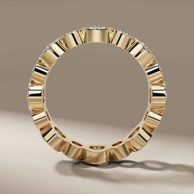 handmade yellow gold baguette eternity wedding band
