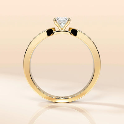 Round cut moissanite promise ring with side stones
