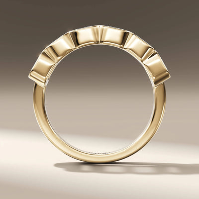 handmade emerald cut wedding band with bezel set style
