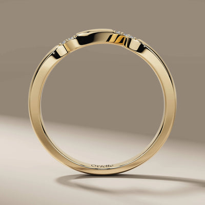 designer wave wedding band with lab grown diamonds
