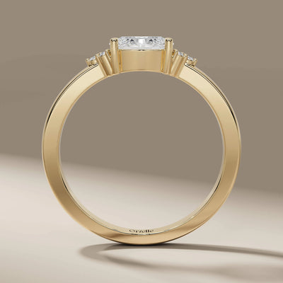 unique design oval ring accented with round side stones
