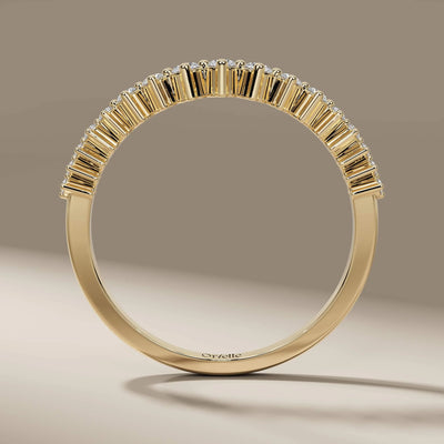 handmade round diamond shared prong wedding band design
