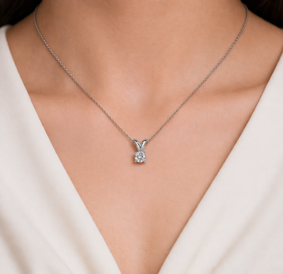 Classic 925 Silver Diamond Round Pendant Minimal Style