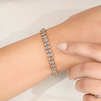 Oval Cut Bezel Set Diamond Bracelet For Valentine Gift